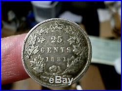 1881h Canada Silver 25 Cents Coin Victoria, Nice High Details Grade