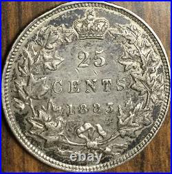 1883 Canada Silver 25 Cents Coin