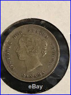 1884 CANADA SILVER 5 CENT VICTORIA COIN Near 4 very good