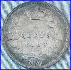 1884 Canada 5 cents Silver Coin Near 4 Victoria