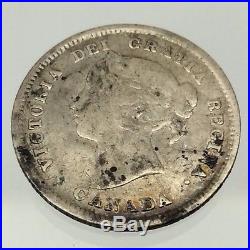1884 Canada Small Five 5 Cents 925 Sterling Silver Canadian Circulated Coin B687