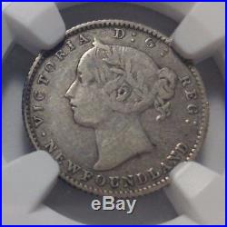 1885 NewFoundLand Silver 10 Cents Coin NGC VF-25 RARE