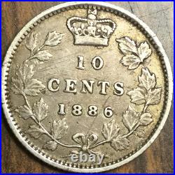 1886 CANADA SILVER 10 CENTS COIN Obv. 5 Large Pointed 6