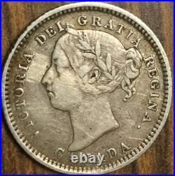 1886 CANADA SILVER 10 CENTS COIN Obv. 5 Large Pointed 6