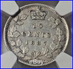 1887 Canada Silver 10 Cents Coin NGC AU-53 KEY DATE