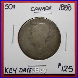 1888 Canada 50 Cent Silver Coin Fifty Half Dollar K56 $125 Key Date
