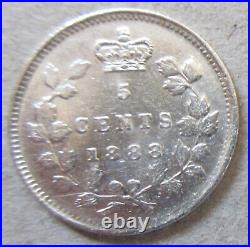 1888 Canada Silver Five Cents Coin. NICE GRADE (RJ162)