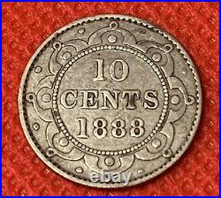 1888 Newfoundland Canada 10 Cent Silver Coin Nice Low Mintage