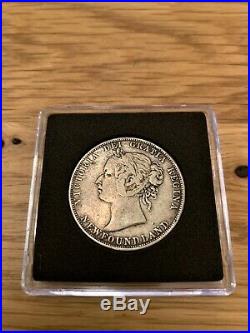 1888 Victoria 50 Cent Newfoundland Canada Coin Low Mintage 20,000 Rare Ag Silver