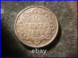 1888 XF Solid Bold Canada Newfoundland Ten 10 Cents Nice Coin NCX