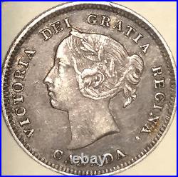 1889 Canada Silver 5 Cents Coin