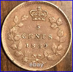 1889 Canada Silver 5 Cents Coin