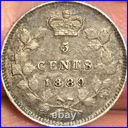 1889 Canada Silver 5 Cents Coin