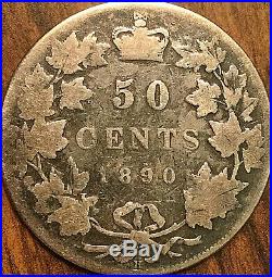 1890H CANADA SILVER 50 CENTS COIN Very rare top keydate coin