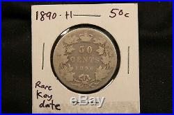 1890-H Canada Silver 50 Cents. Rare Key Date coin. No problems, Clear date