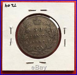 1892 Canada 50 Cent Coin Fifty Silver Half Dollar TL04 $175 Abt. Fine