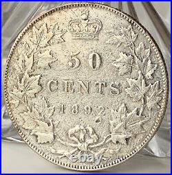 1892 Canada 50 Cents Silver Coin Obverse #4 Victoria