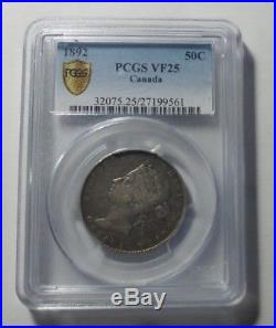 1892 Canada Silver 50 Cents Coin PCGS VF-25