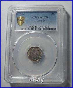 1892 Canada Silver 5 Cents Coin PCGS AU-58