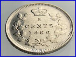 1896 Canada Small Five Cents Queen Victoria Uncirculated 5 Silver Coin NGS028
