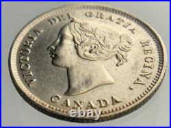 1896 Canada Small Five Cents Queen Victoria Uncirculated 5 Silver Coin NGS028