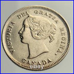 1896 Canada Small Five Cents Queen Victoria Uncirculated 5 Silver Coin NGS028