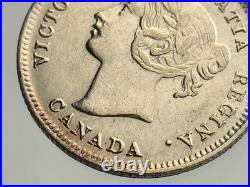 1896 Canada Small Five Cents Queen Victoria Uncirculated 5 Silver Coin NGS028