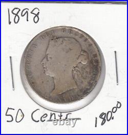 1898 Canada Fifty Cent Silver Coin
