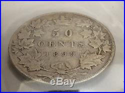 1899 Canada Fifty 50 Cents 925 Silver Half Dollar ICCS Graded Coin Cleaned B297