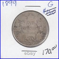 1899 Canada Fifty Cents 50 Cents Silver Coin