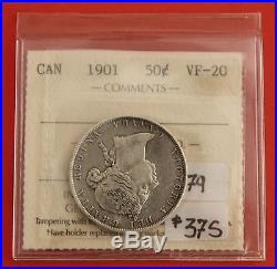 1901 Canada Silver Half Dollar 50 Cent Coin J79 $375 ICCS solid VF-20