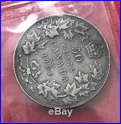 1904 Canada Silver Half Dollar 50 Cent Coin Key Date VF-30 Undergraded