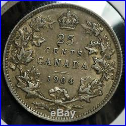 1904 Canada Silver Twenty Five Cents 25C Coin RARE