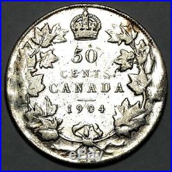 1904 King Edward VII Canada Silver 50 Fifty Cents Coin