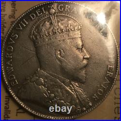 1908 CANADA SILVER 50 CENTS COIN ICCS VF-30 Scratches