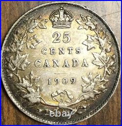 1909 Canada Silver 25 Cents Coin