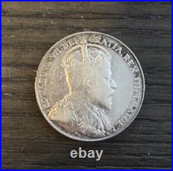 1910 Canada Fifty Cent Silver Coin Victorian Leaves