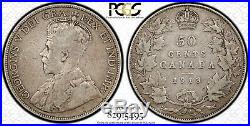 1913 Canada Silver 50 Cents PCGS F12 Fine George V Half Dollar 50C Toned Coin