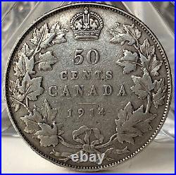 1914 Canada 50 Cents Silver Coin George V