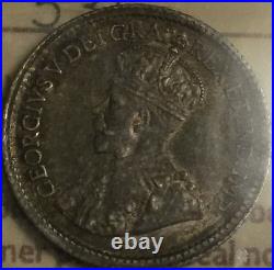 1915 Canada Silver 5 Cents Coin Iccs Au-58