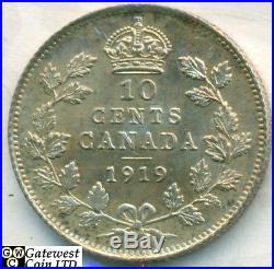 1919 Canada 10 Cent Silver Coin ICCS Graded MS-65