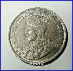 1919 Canada Newfoundland Silver 25 Cents Coin AU