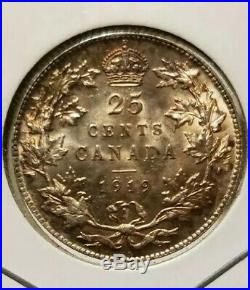 1919 Canada Silver Quarter uncirculated Canadian 25 cent coin MS60