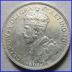 1919 Canada Silver Twenty-Five Cents Coin. NICE GRADE QUARTER 25c (RJ68)