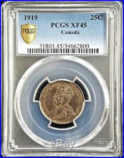 1919 Silver Canada 25 Cents PCGS XF45 Extremely Fine Quarter 25c Classic Coin