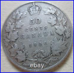 1920 Canada Silver Half Dollar Coin. BETTER GRADE 50 Cents (RJ932)