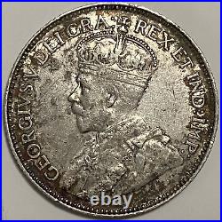 1921 Canada 25 Cents Quarter Dollar Silver Coin King George V High Grade EF