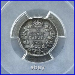 1921 Canada 5 Cents Silver Coin PCGS XF Details Tooled