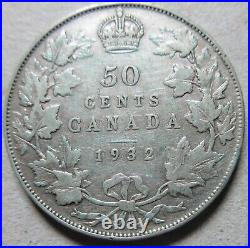 1932 Canada SILVER Half Dollar Fifty Cents KEY BETTER GRADE Coin 50 Cents (H605)