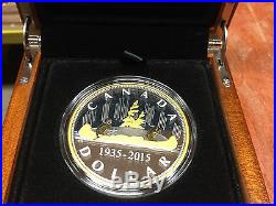 1935-2015 Canada MC #1 Voyageur 2 oz Gold-Plated Pure Silver Renewed Dollar Coin